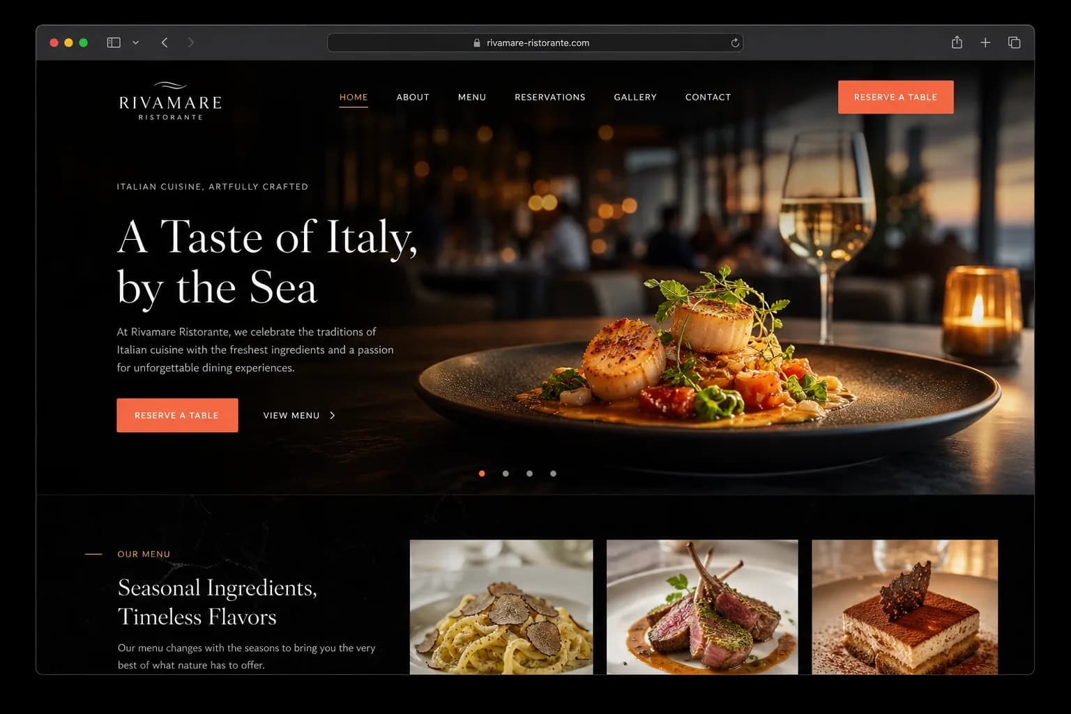 Example restaurant website generated with HaWa